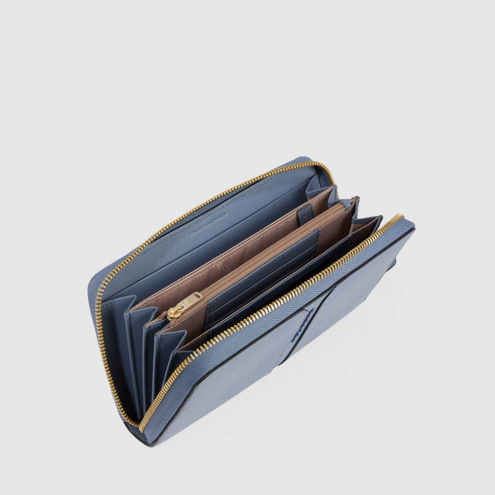 Piquadro Zip-around women’s wallet with four dividers Shopping Online