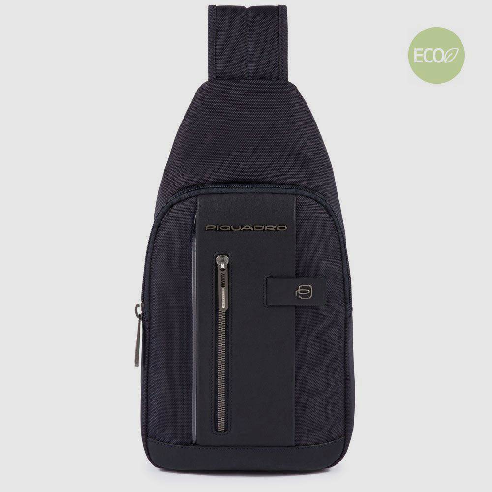 Piquadro Mono sling in recycled fabric with LED light