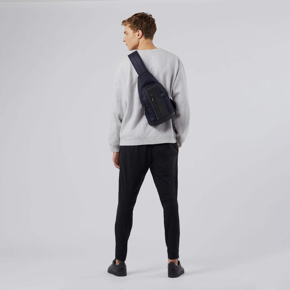 Piquadro Mono sling in recycled fabric with LED light I Più Venduti