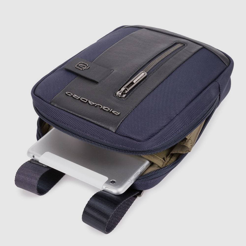 Piquadro iPad®mini pocket crossbody bag in recycled fabric Italy