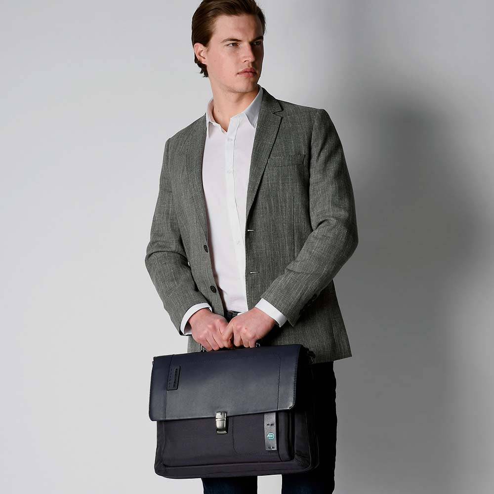 Piquadro Flap-over, expandable computer bag 15" Hotsell