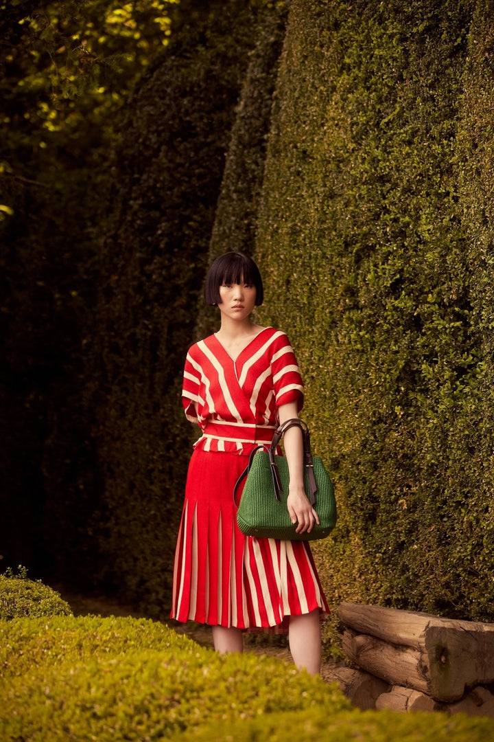 Roberta Gandolfi Fernanda Tote in rafia con finiture in pelle di vitello a doppia portabilità mano o shopping Promozione Limitata