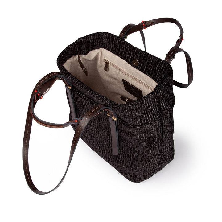 Roberta Gandolfi Fernanda Tote in rafia con finiture in pelle di vitello a doppia portabilità mano o shopping Saldi