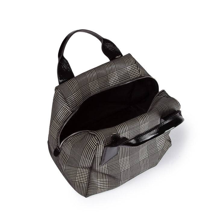 Roberta Gandolfi Arianna Boston in pelle stampa tartan con tracolla staccabile e regolabile In Linea