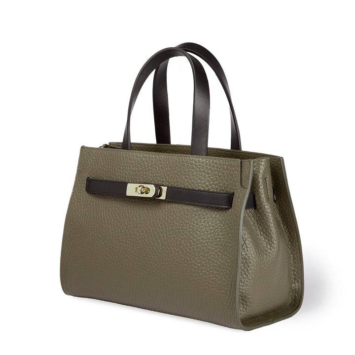 Roberta Gandolfi Frida Handbag in pelle martellata con tracolla logata in tessuto regolabile Qualità