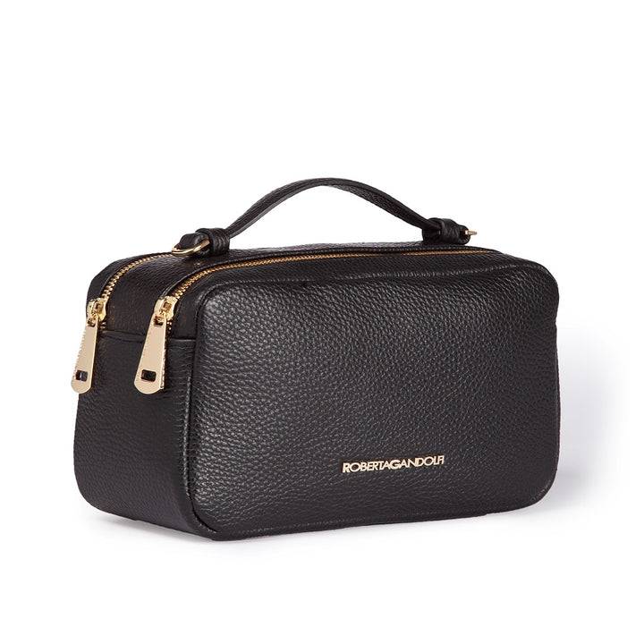 Roberta Gandolfi Brigida camera borsa in pelle con doppio scomparto e tracolla in catena dorata con spallaccio protettivo in pelle Promozione Limitata