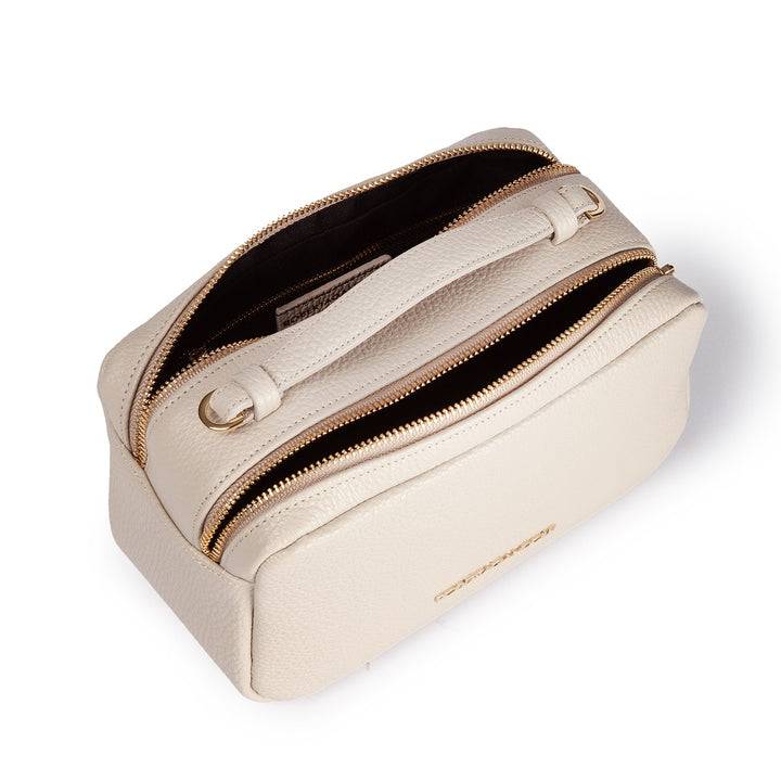 Roberta Gandolfi Brigida camera borsa in pelle con doppio scomparto e tracolla in catena dorata con spallaccio protettivo in pelle Cyber Monday