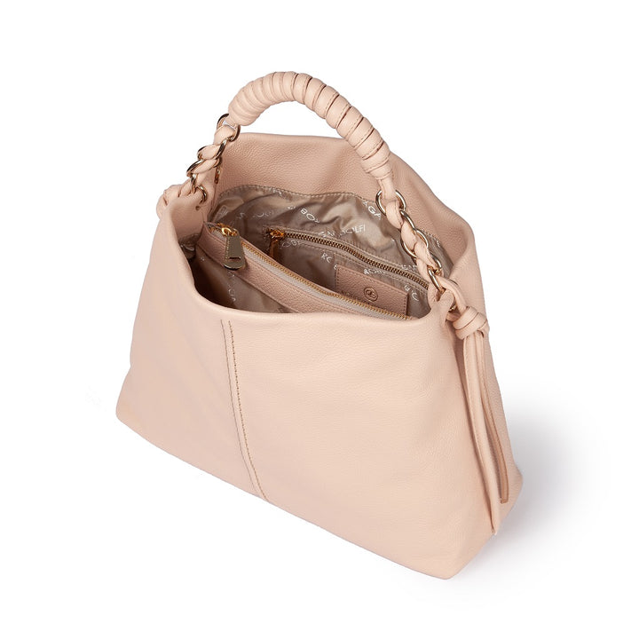 Roberta Gandolfi Amina large borsa a mano in pelle con manico tubolare fasciato e tracolla staccabile In Vendita