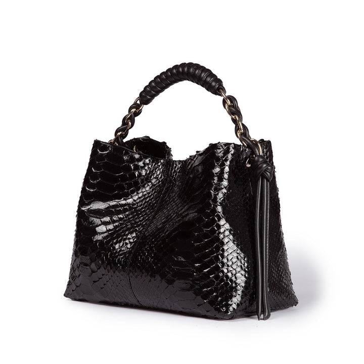 Roberta Gandolfi Amina Pitone small borsa a mano in pitone con finiture in pelle manico tubolare fasciato e tracolla staccabile Saldi Di Fabbrica
