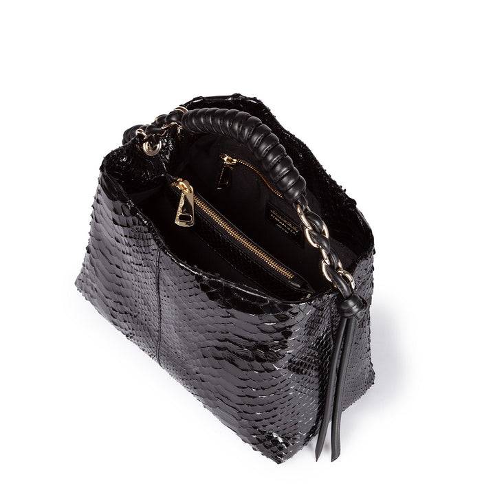 Roberta Gandolfi Amina Pitone small borsa a mano in pitone con finiture in pelle manico tubolare fasciato e tracolla staccabile Saldi Di Fabbrica
