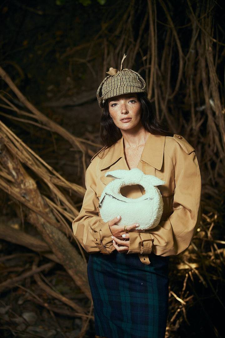 Roberta Gandolfi Bunny Teddy mini bag in shearling con tracolla in pelle staccabile Promozione