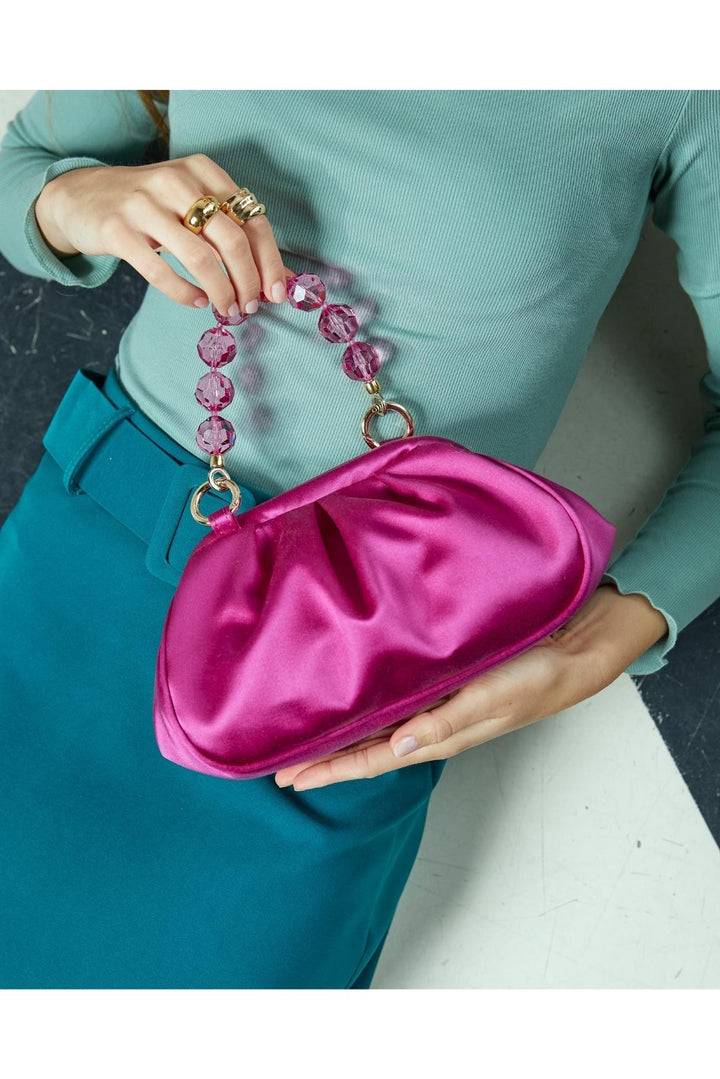 Roberta Gandolfi Sirenetta Puffy mini bag in raso di seta e manico gioiello Acquista Ora