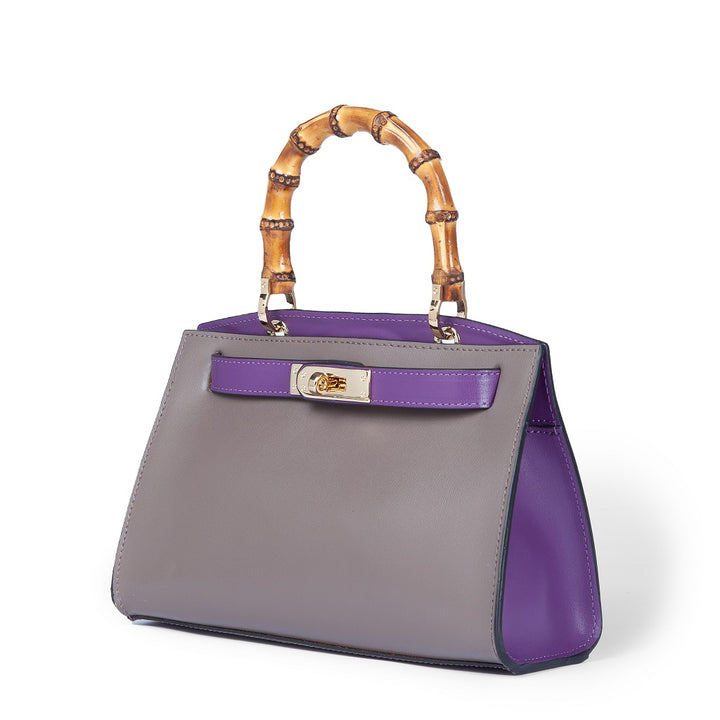 Roberta Gandolfi Lola small borsa in pelle con manico in vero legno di bambù e tracolla staccabile Sconto