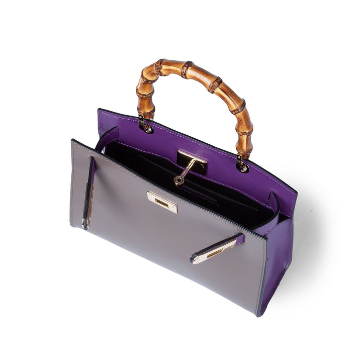 Roberta Gandolfi Lola small borsa in pelle con manico in vero legno di bambù e tracolla staccabile Sconto