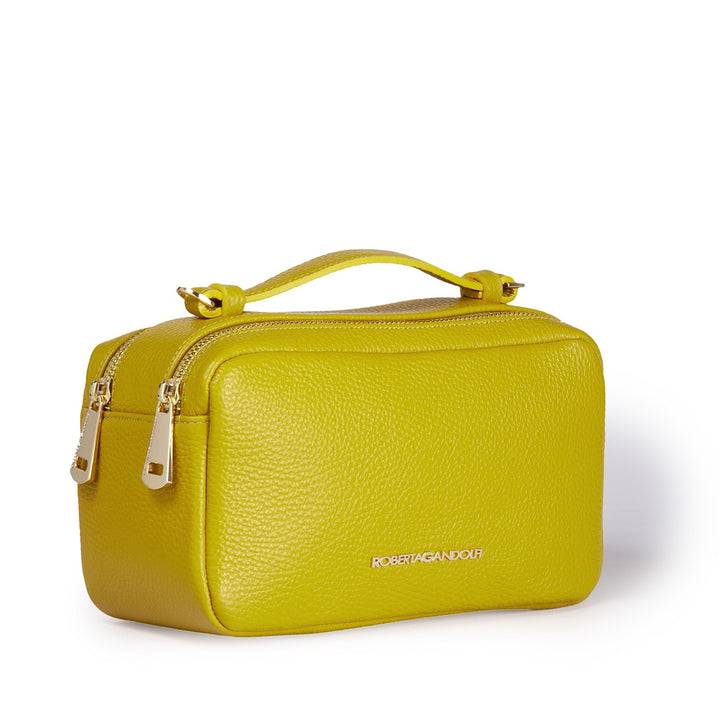 Roberta Gandolfi Brigida camera borsa in pelle con doppio scomparto e tracolla in catena dorata con spallaccio protettivo in pelle Outlet
