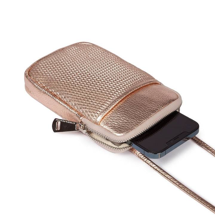 Roberta Gandolfi Yuma Phone holder in pelle di vitello con tracolla staccabile e regolabile e tasca esterna Vendite Flash