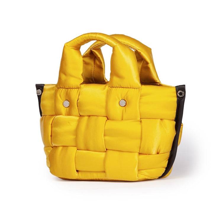 Roberta Gandolfi Greta Mini borsa in tessuto antigoccia imbottita ed intrecciata a mano con finiture in pelle Italy