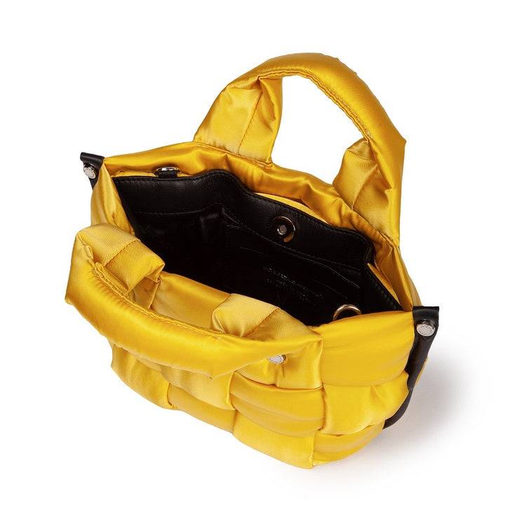 Roberta Gandolfi Greta Mini borsa in tessuto antigoccia imbottita ed intrecciata a mano con finiture in pelle Italy