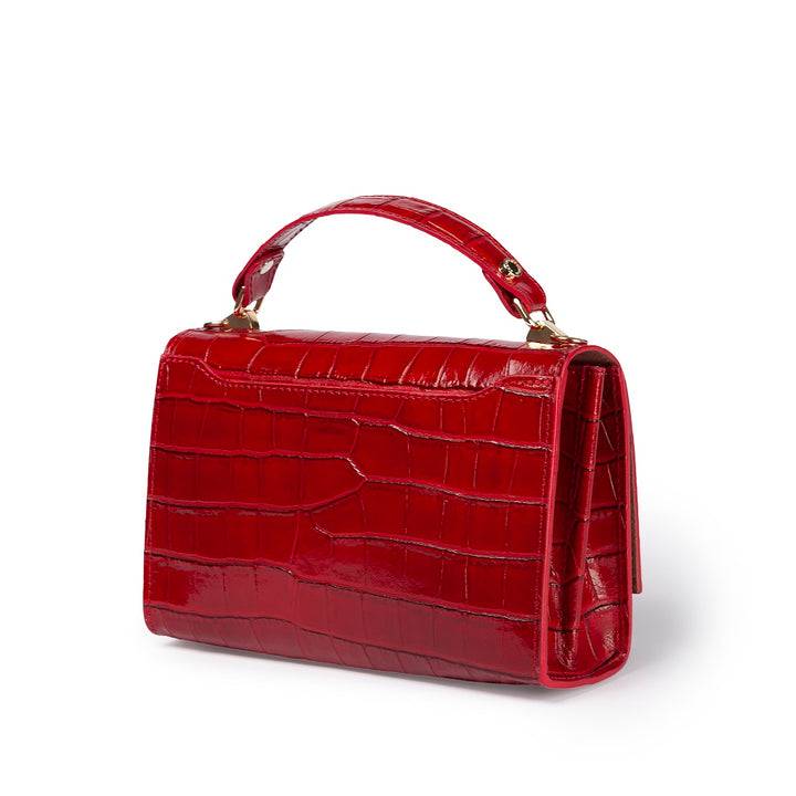 Roberta Gandolfi Nicole cocco compact crossbody borsa in pelle stampa cocco con tramezza interna e tasca esterna con tracolla staccabile e regolabile Spedizione Gratuita