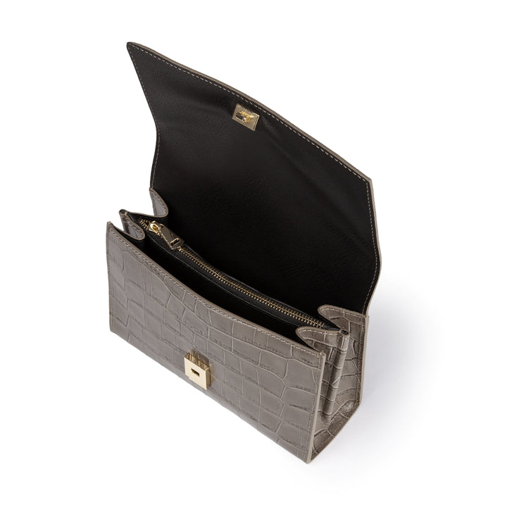 Roberta Gandolfi Nicole cocco compact crossbody borsa in pelle stampa cocco con tramezza interna e tasca esterna con tracolla staccabile e regolabile Pezzi Unici