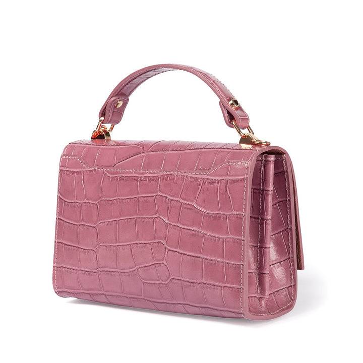 Roberta Gandolfi Nicole cocco compact crossbody borsa in pelle stampa cocco con tramezza interna e tasca esterna con tracolla staccabile e regolabile Soddisfazione Garantita