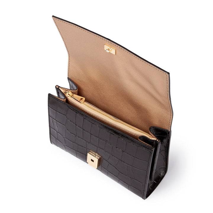 Roberta Gandolfi Nicole cocco compact crossbody borsa in pelle stampa cocco con tramezza interna e tasca esterna con tracolla staccabile e regolabile Qualità Garantita
