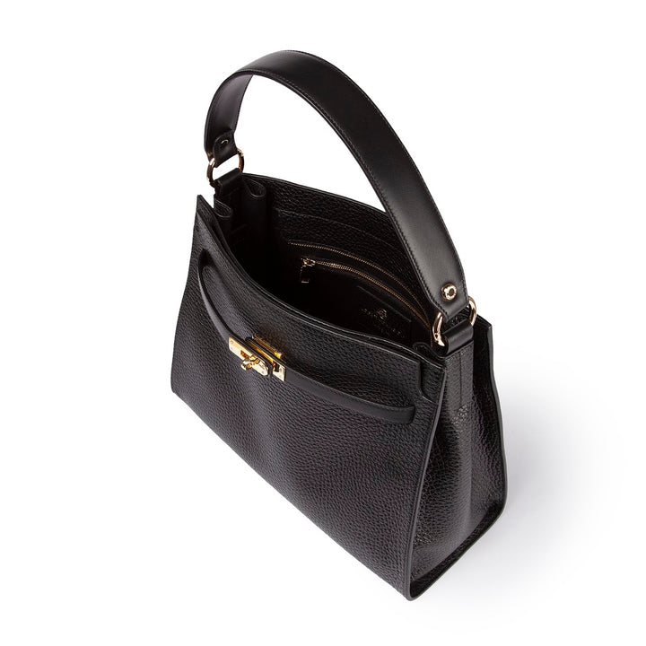 Roberta Gandolfi Frida Satchel in pelle martellata con tracolla logata in tessuto regolabile Vendita Economica