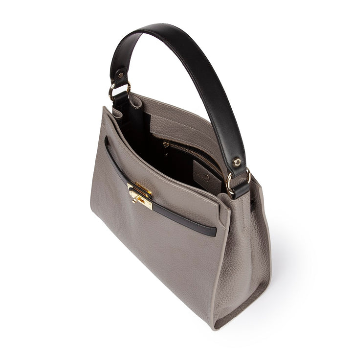 Roberta Gandolfi Frida Satchel in pelle martellata con tracolla logata in tessuto regolabile I Più Venduti