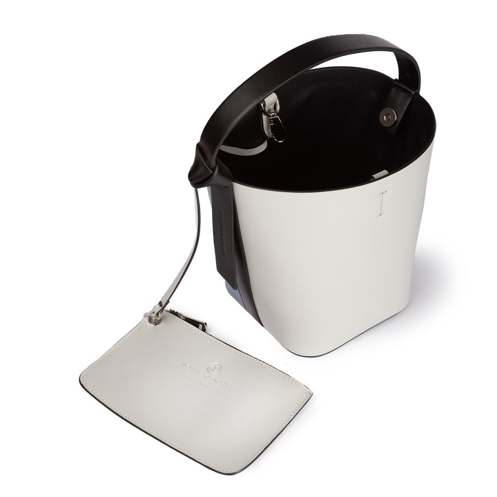 Roberta Gandolfi Cinzia Bucket medium medium in pelle bicolor con tracolla staccabile Prezzo Ridotto