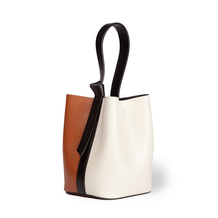 Roberta Gandolfi Cinzia Bucket small in pelle bicolor con tracolla staccabile Sottocosto