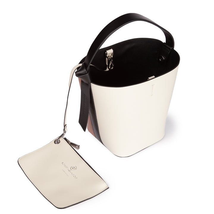 Roberta Gandolfi Cinzia Bucket small in pelle bicolor con tracolla staccabile Sottocosto