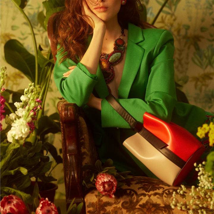 Roberta Gandolfi Cinzia Bucket small in pelle bicolor con tracolla staccabile Sottocosto