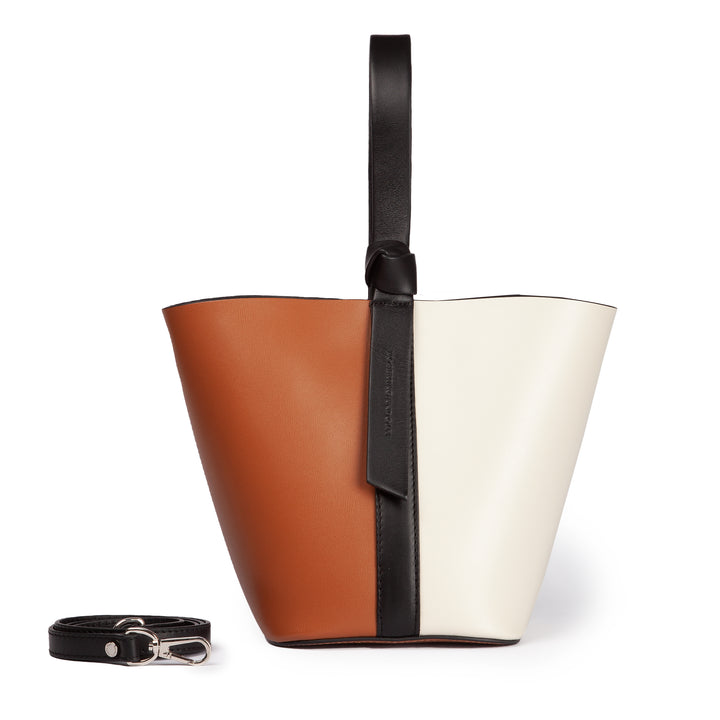 Roberta Gandolfi Cinzia Bucket medium medium in pelle bicolor con tracolla staccabile Novità