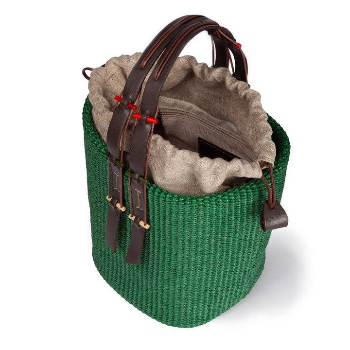 Roberta Gandolfi Fernanda Bucket in rafia con finiture in pelle di vitello con tracolla staccabile Hotsell
