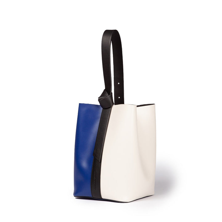 Roberta Gandolfi Cinzia Bucket medium medium in pelle bicolor con tracolla staccabile Italy