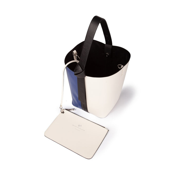 Roberta Gandolfi Cinzia Bucket medium medium in pelle bicolor con tracolla staccabile Italy
