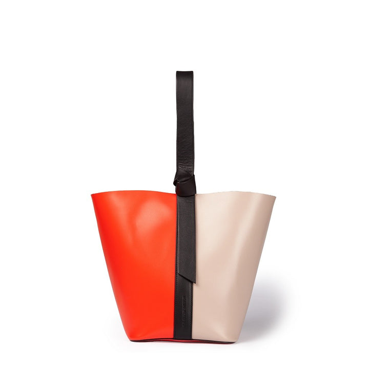 Roberta Gandolfi Cinzia Bucket medium in pelle bicolor con tracolla staccabile