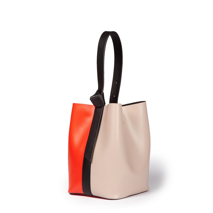 Roberta Gandolfi Cinzia Bucket medium in pelle bicolor con tracolla staccabile Italia