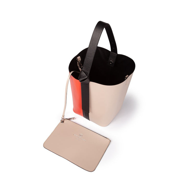 Roberta Gandolfi Cinzia Bucket medium in pelle bicolor con tracolla staccabile Italia