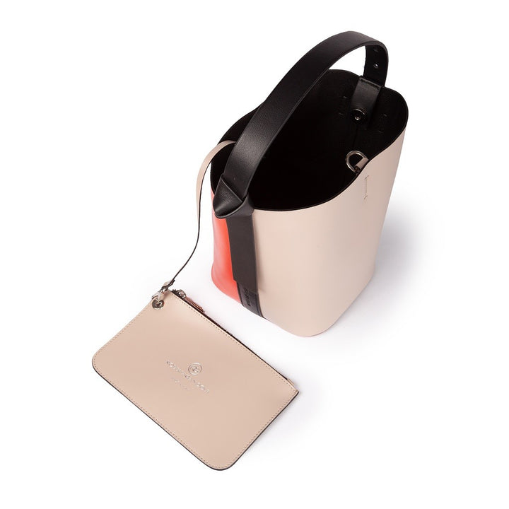 Roberta Gandolfi Cinzia Bucket small in pelle bicolor con tracolla staccabile 2025