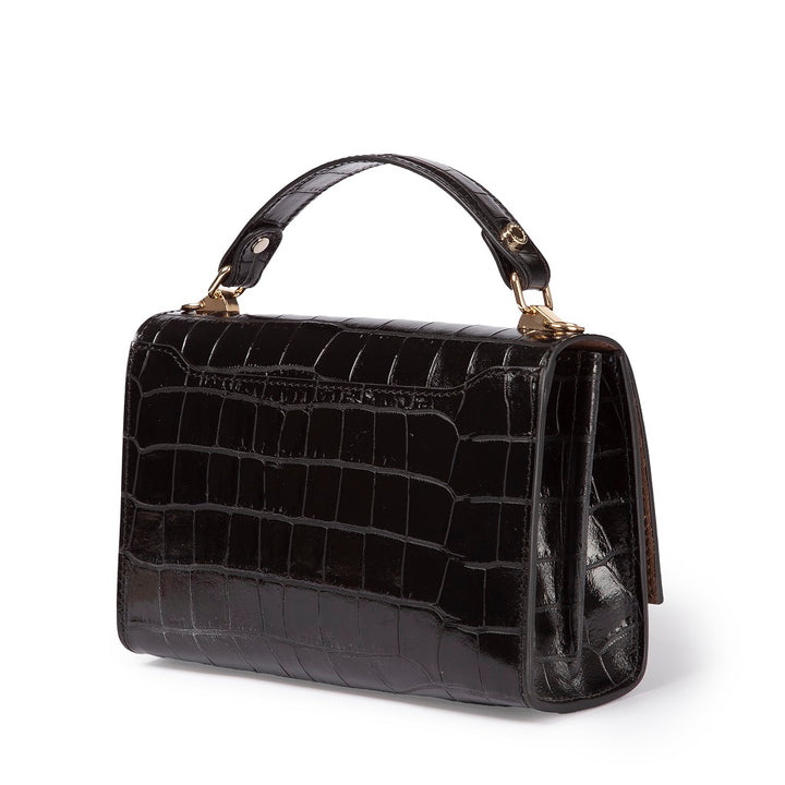 Roberta Gandolfi Nicole cocco compact crossbody borsa in pelle stampa cocco con tramezza interna e tasca esterna con tracolla staccabile e regolabile Affare Del Giorno