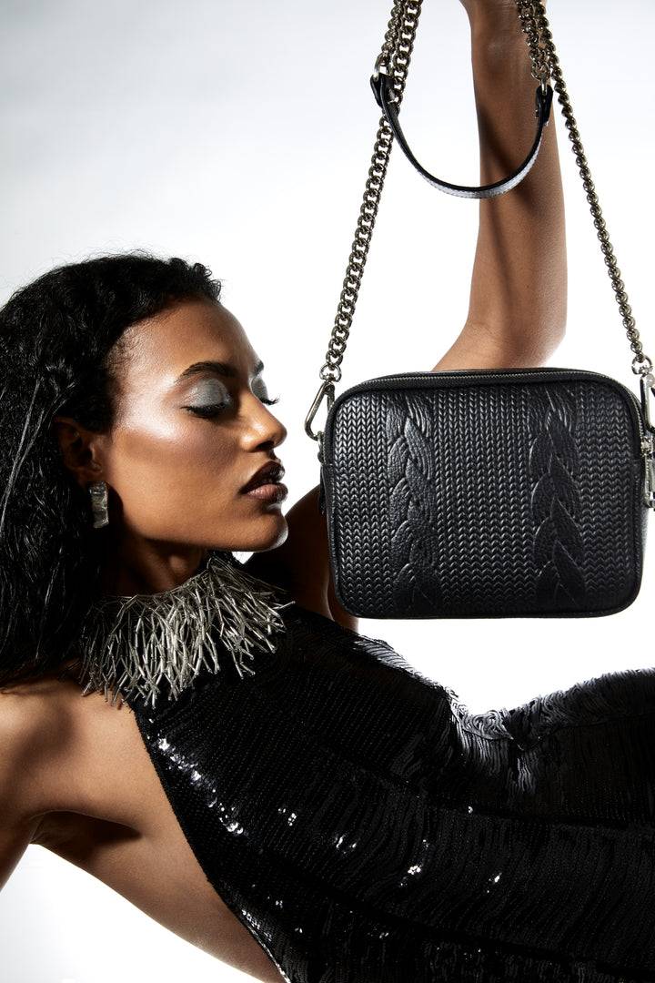 Roberta Gandolfi Camera Treccia borsa a spalla e crossbody in pelle stampata con tracolla catena Vendita Economica