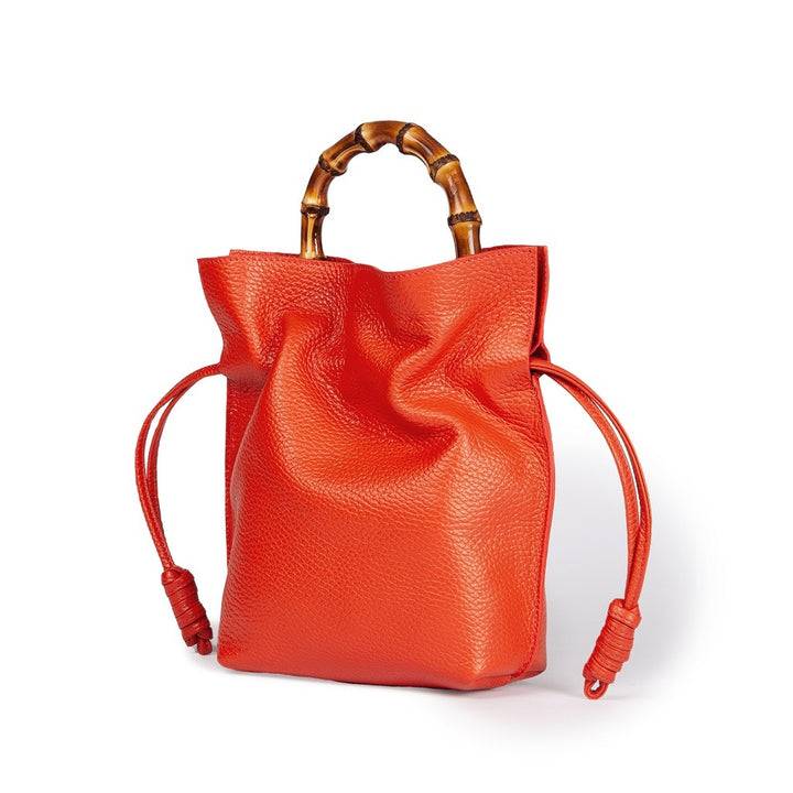 Roberta Gandolfi Silvana small borsa a mano in pelle martellata con manico in vero legno di bambù e tracolla staccabile e regolabile Negozio