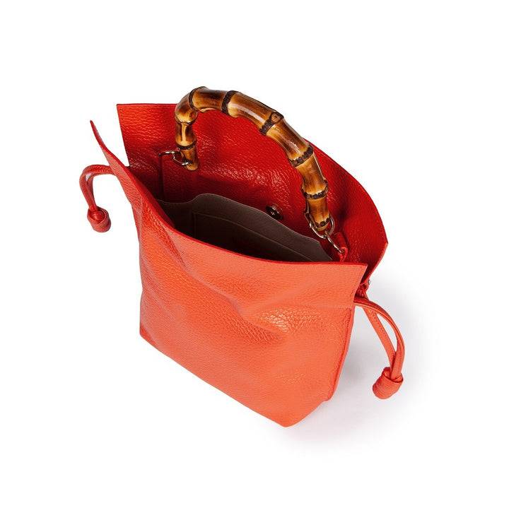 Roberta Gandolfi Silvana small borsa a mano in pelle martellata con manico in vero legno di bambù e tracolla staccabile e regolabile Negozio