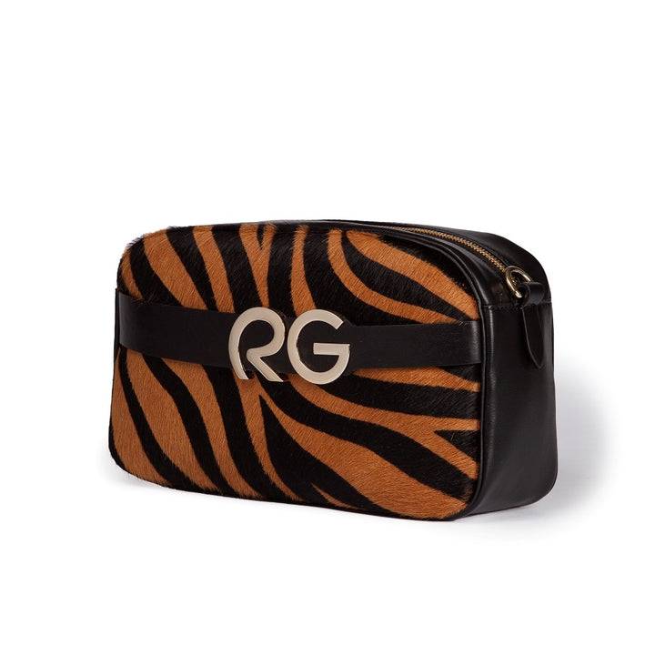 Roberta Gandolfi Dafne pony camera in pelle stampa animalier con tracolla staccabile Nuova