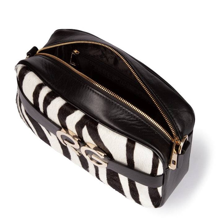 Roberta Gandolfi Dafne pony camera in pelle stampa animalier con tracolla staccabile Moda