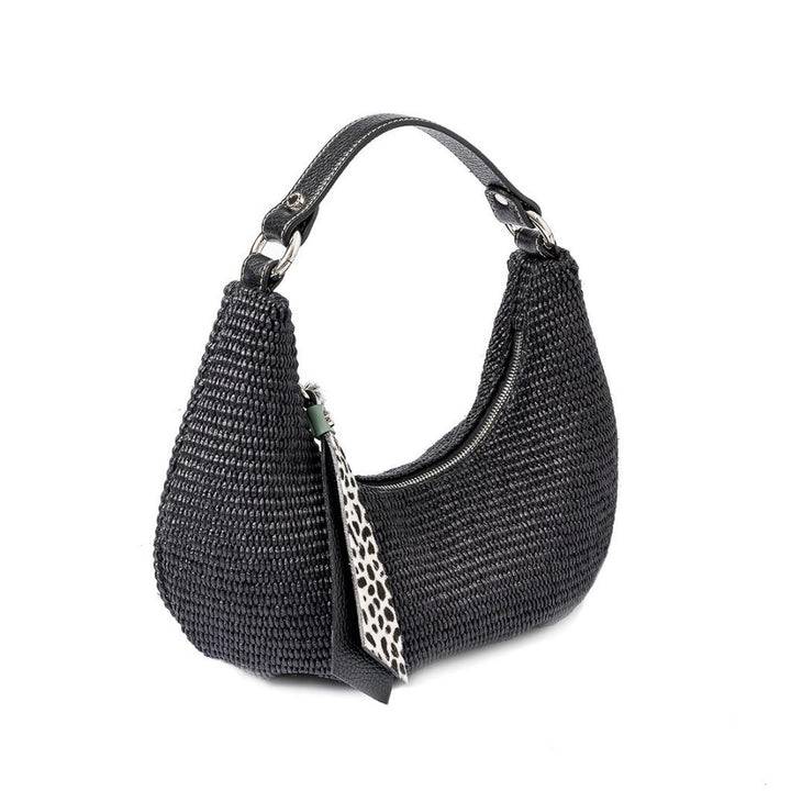 Roberta Gandolfi Beatrice Hobo small in raffia e finiture in pelle con dettaglio animalier e tracolla staccabile Qualità