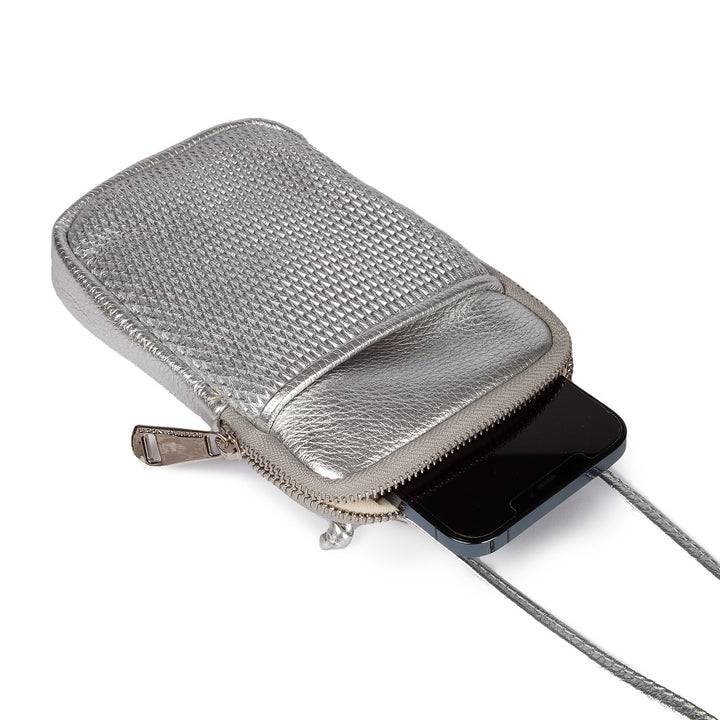 Roberta Gandolfi Yuma Phone holder in pelle di vitello con tracolla staccabile e regolabile e tasca esterna Saldi Di Fabbrica
