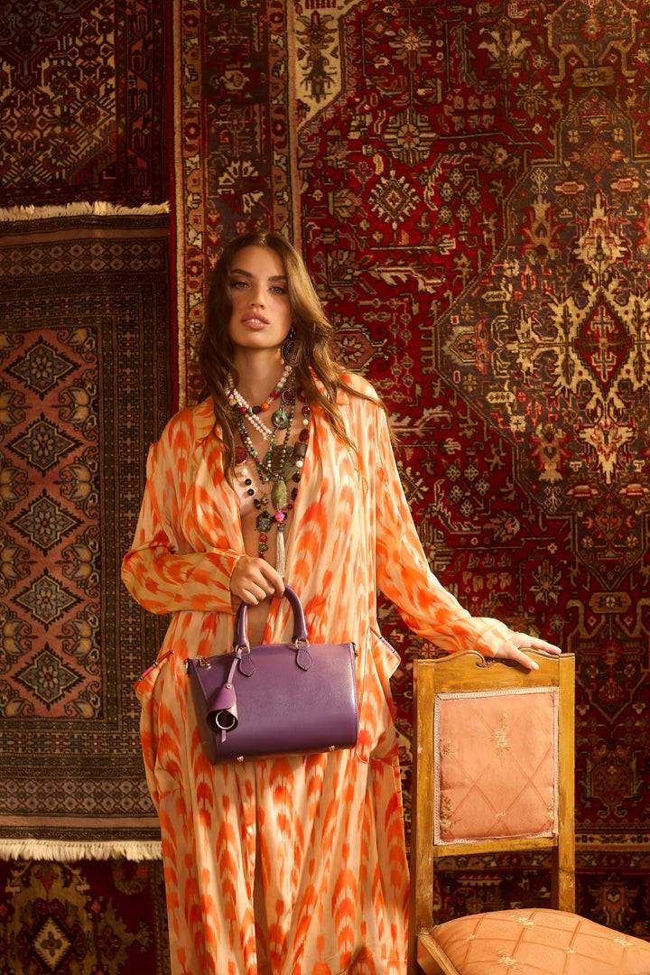 Roberta Gandolfi Nicole bowling in pelle stampa "light saffiano" con tracolla staccabile e regolabile Nuova