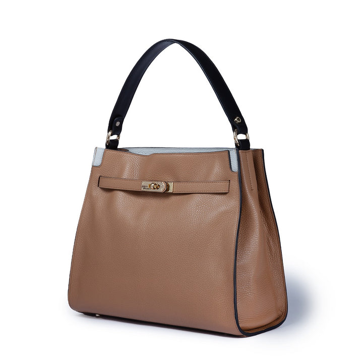Roberta Gandolfi Frida Satchel in pelle martellata con tracolla logata in tessuto regolabile Moda